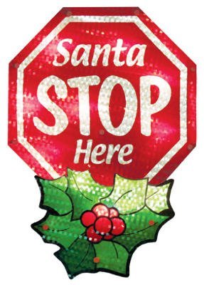 Impact Innovations Santa Stop Here lighted Christmas window decoration with holiday text design