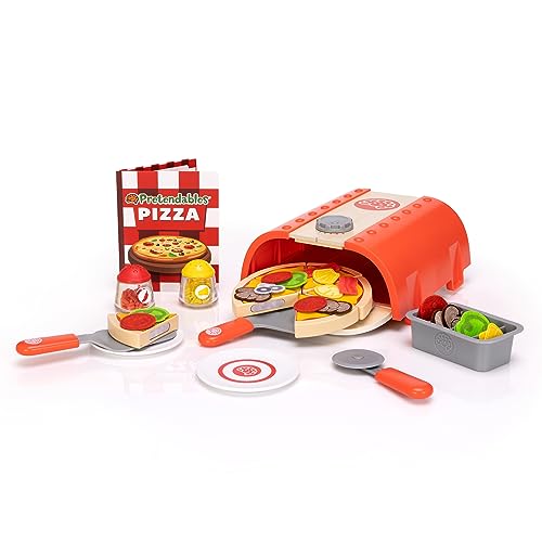 Fat Brain Toys Pretendables Backyard Pizza Oven pretend play food set with storage accessories for kids 3 and up