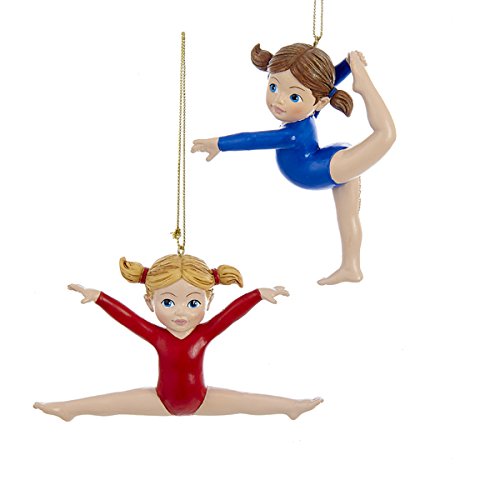 Kurt Adler Gymnast Girl Christmas Ornaments - set of 2 assorted hanging ornaments