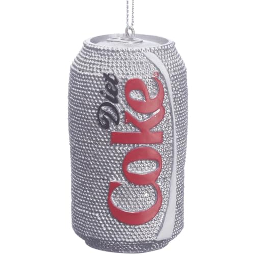 Kurt Adler Coca-Cola Glittered Diet Coke Can Christmas Ornament - 3in resin with rhinestone detail