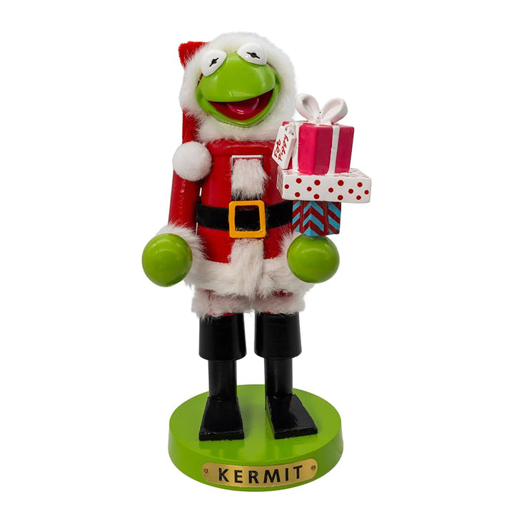 Kurt Adler Disney Kermit The Frog 10-inch Nutcracker - Kermit in Santa hat and suit holiday figurine