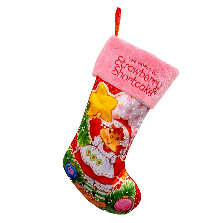 Kurt Adler Strawberry Shortcake 19-inch Christmas stocking - red and pink with fruit-themed character details