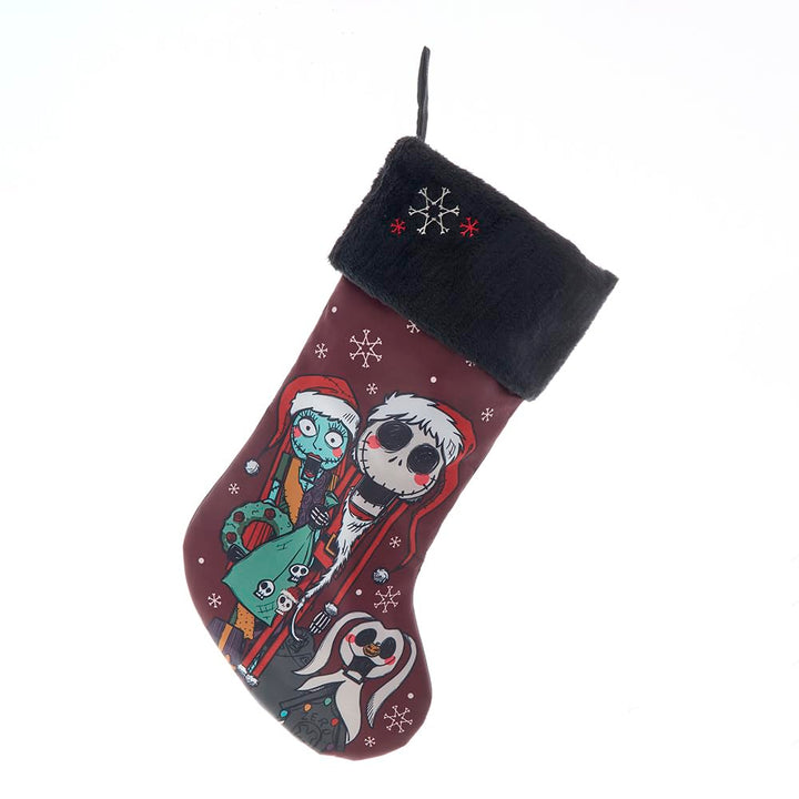 Kurt Adler Disney Nightmare Before Christmas 19-inch holiday stocking with Jack Skellington and Sally design