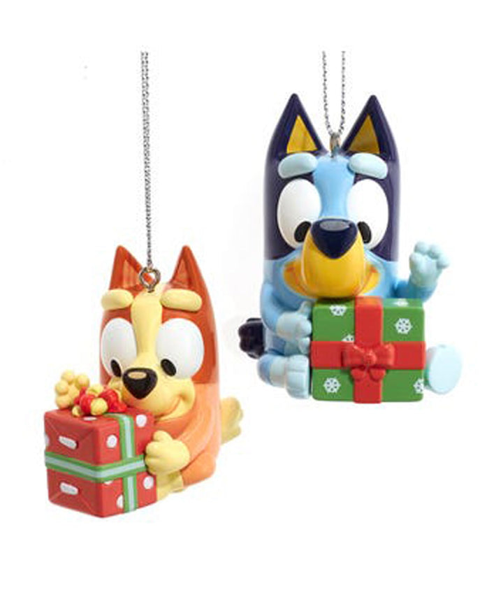 Kurt Adler Bluey and Bingo cartoon puppy dog Christmas ornament set of 2