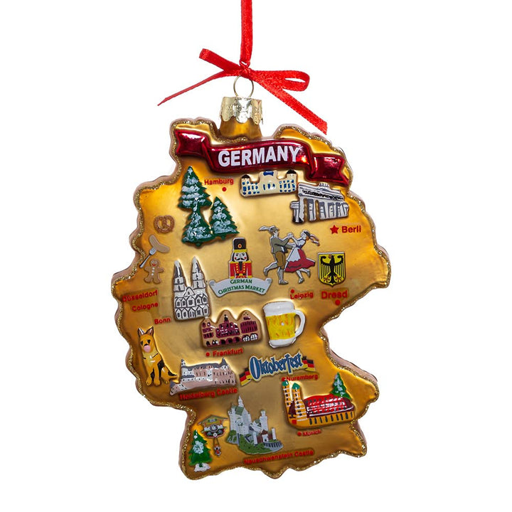 Kurt S. Adler 5-inch multicolor Germany map glass Christmas tree ornament