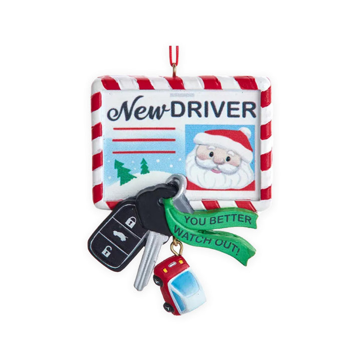 Kurt Adler New Driver Santa novelty license plate Christmas ornament hanging decoration