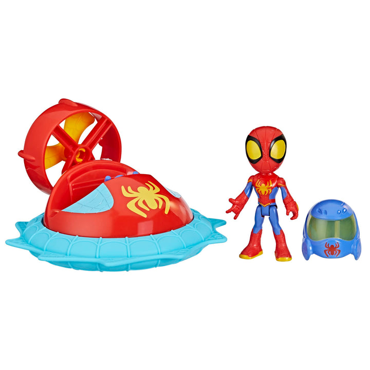 Marvel Spidey and His Amazing Friends 4-inch Spidey action figure with Hover Spinner car playset