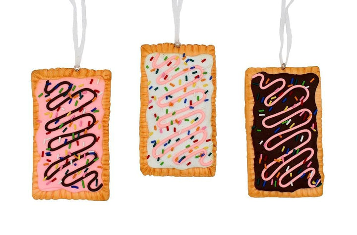 Kurt S. Adler frosted toaster pastry Christmas ornaments - set of 3 in chocolate, strawberry, and vanilla