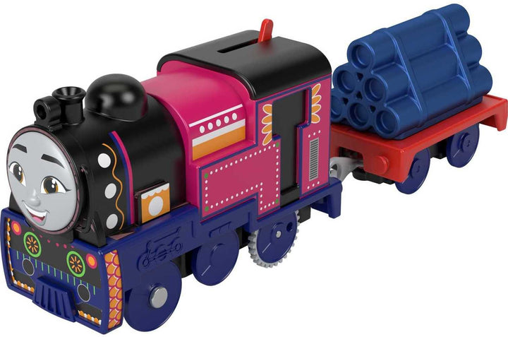 Thomas & Friends motorized Ashima battery-powered toy train engine with cargo car for preschool kids ages 3+