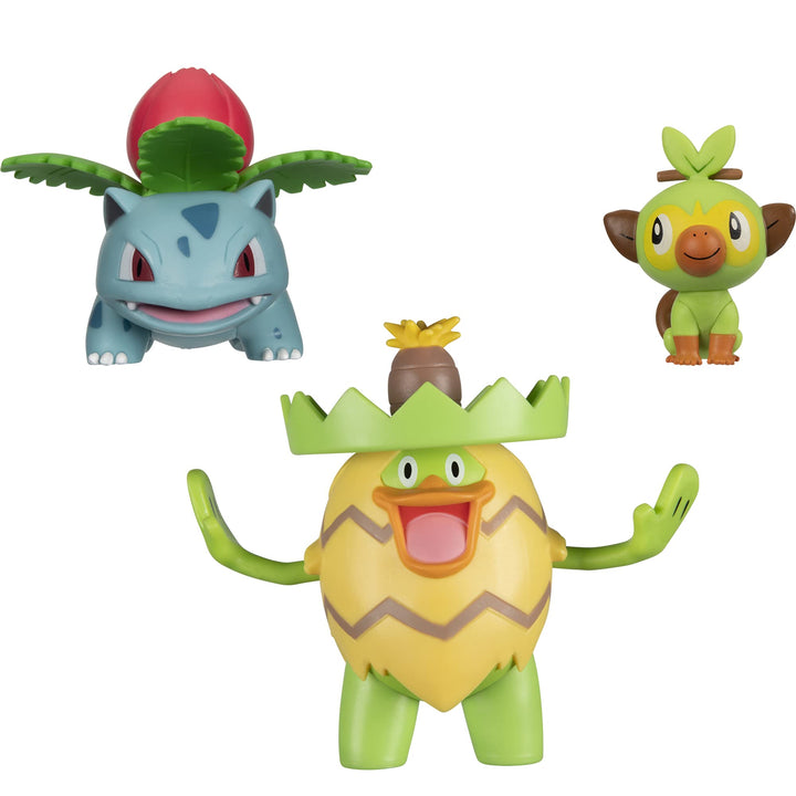 Pokémon Grass-Type Battle Figure 3-pack with Ludicolo, Ivysaur, and Grookey figures