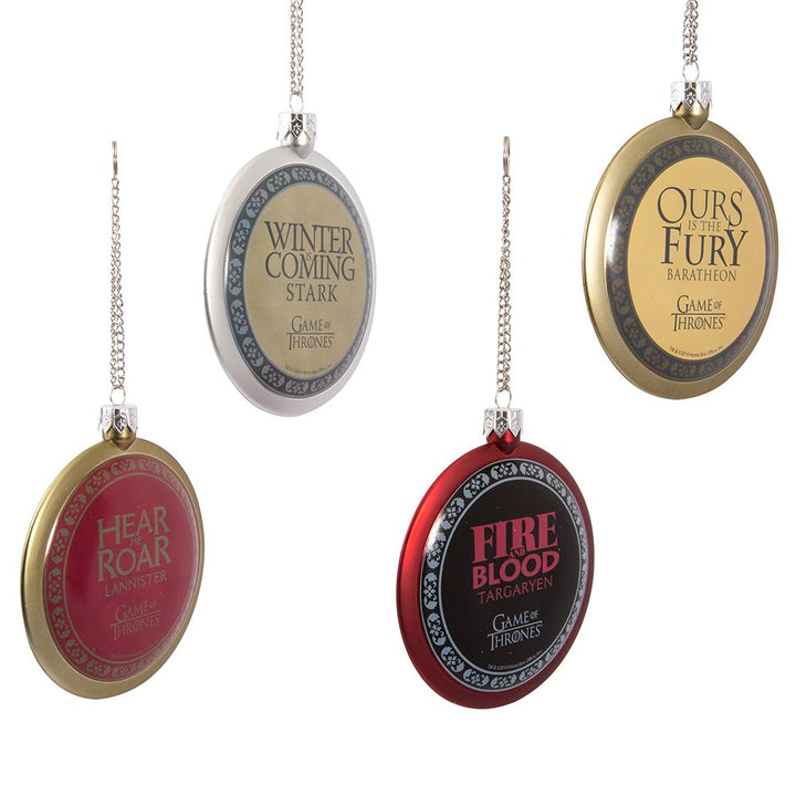 Kurt S. Adler Game of Thrones 80mm disc Christmas ornaments set of 4