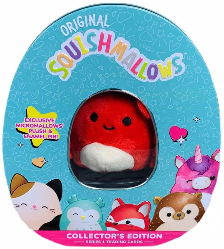 Squishmallows Kellytoy Collector's Tin Set - Carlos The Crab Micromallow with pin and trading cards