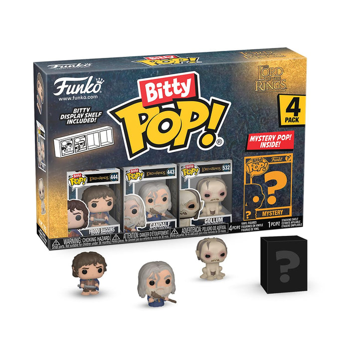 Funko Bitty POP Lord of the Rings Frodo 4-pack with mystery figure and stackable display shelf