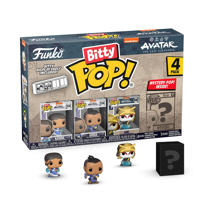 Funko Bitty Pop! Avatar The Last Airbender - Katara, Sokka, Suki and mystery mini figure 4-pack with display shelf
