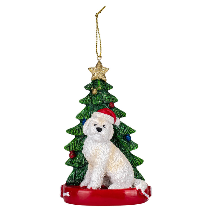 Kurt S. Adler Goldendoodle dog with Christmas tree holiday hanging ornament