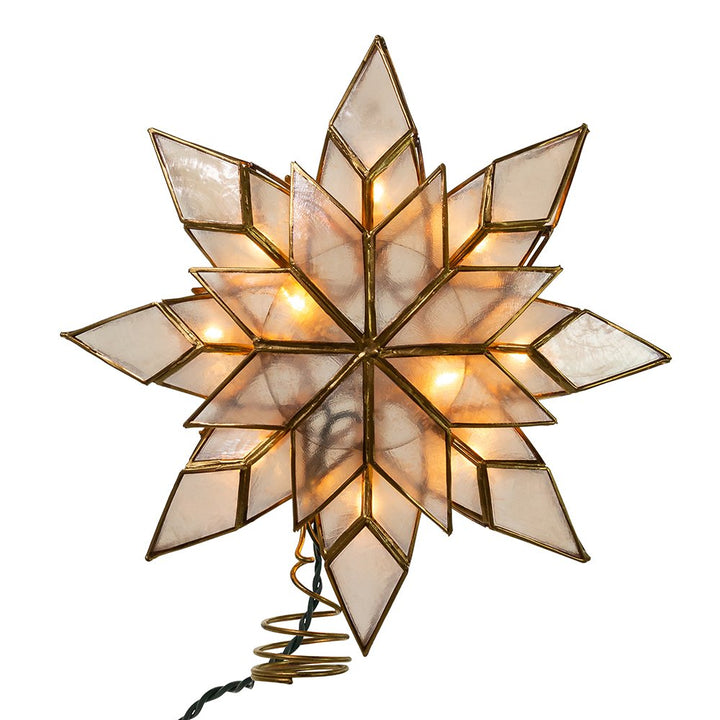 Kurt S. Adler 8.5-inch Capiz star Christmas tree topper with 10 clear lights