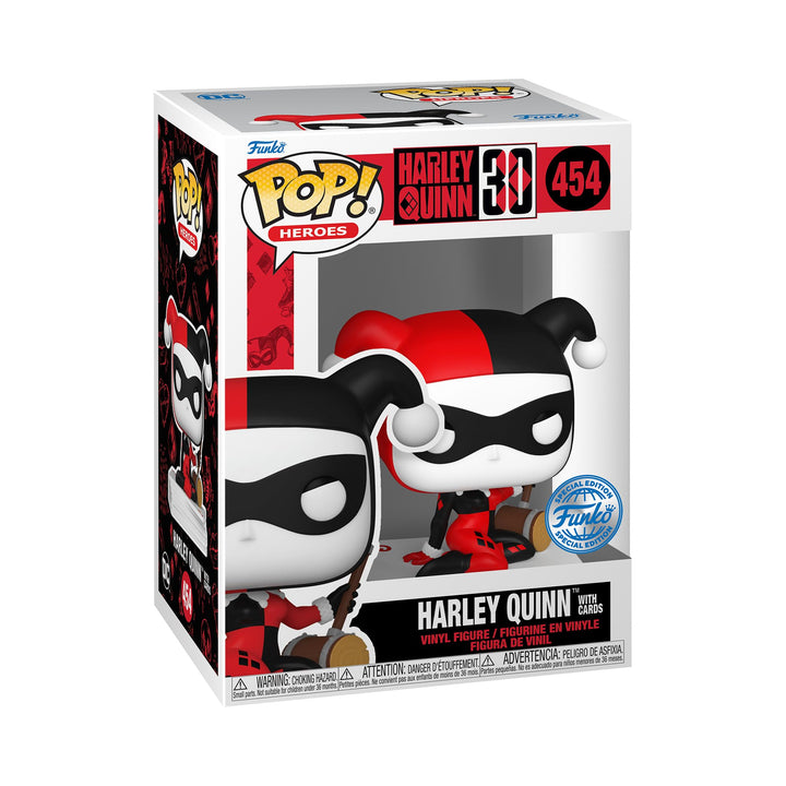 Funko POP! Heroes Harley Quinn 30th Anniversary vinyl figure holding playing cards