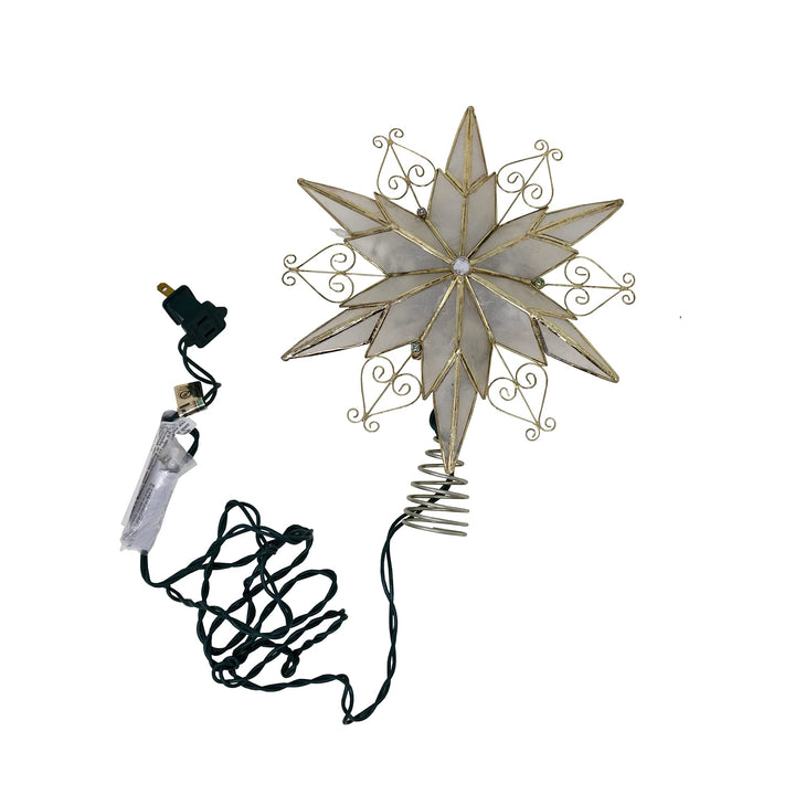Kurt S. Adler UL3110 10-light 6-point Capiz star Christmas tree topper with scroll design