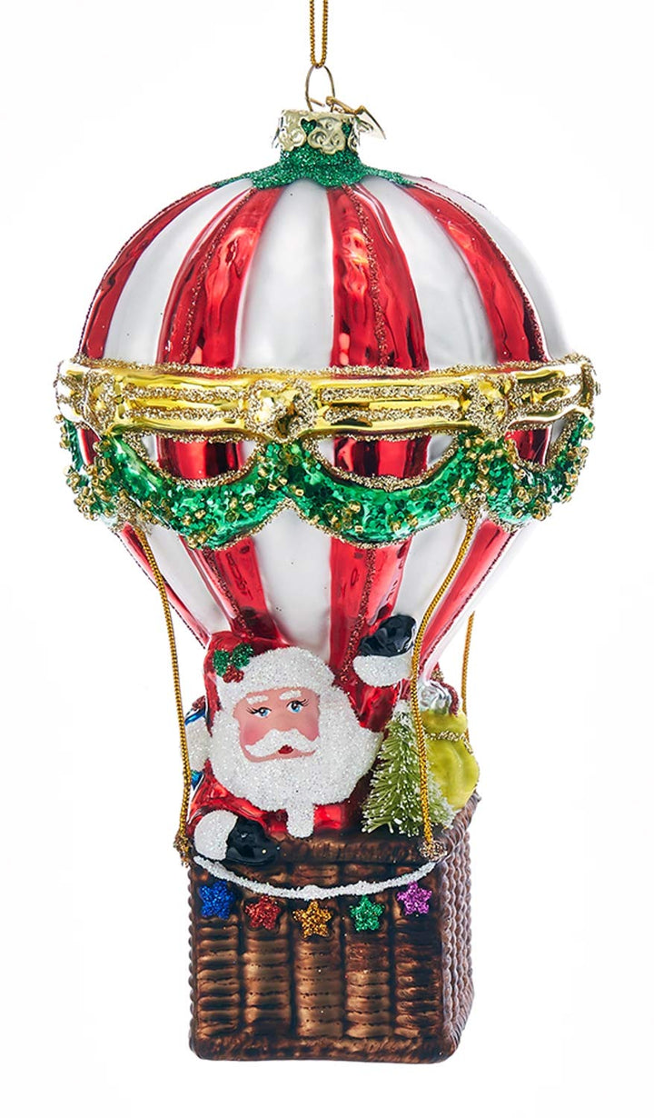 Kurt S. Adler Noble Gems Santa Hot Air Balloon Glass Christmas Ornament - colorful holiday decoration