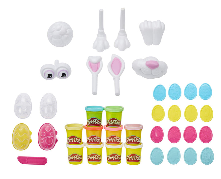 Play-Doh Easter Basket 25-Piece Bundle - Easter Bunny kit with eggs, stampers, and 10 Play-Doh cans