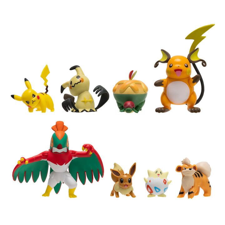 Jazwares Pokémon Battle Figure 8-Pack featuring Pikachu, Eevee, Mimikyu, Togepi, Raichu, and more