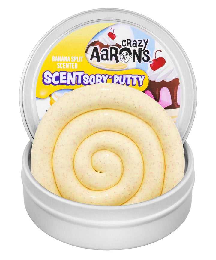 Crazy Aaron's Banana Split Scented Thinking Putty - banana-scented sensory putty, made in USA
