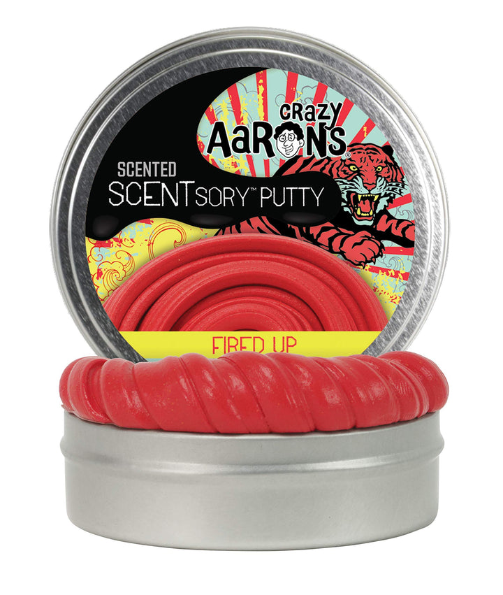 Crazy Aaron's Scented Thinking Putty Vibes Fired Up 2.75 inch tin - cinnamon ginger scent