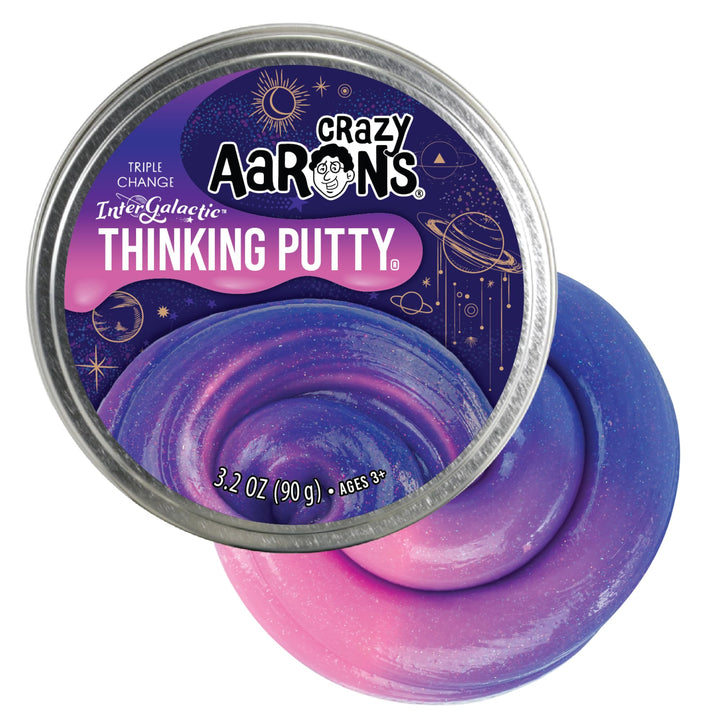 Crazy Aaron's Intergalactic Thinking Putty - triple color-changing heat-sensitive putty in a 4-inch tin