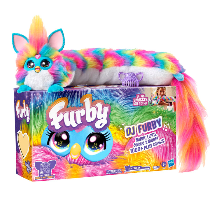 Furby DJ Interactive Electronic Plush Toy - 32in rainbow plush with lights, music, and motion, ages 6+