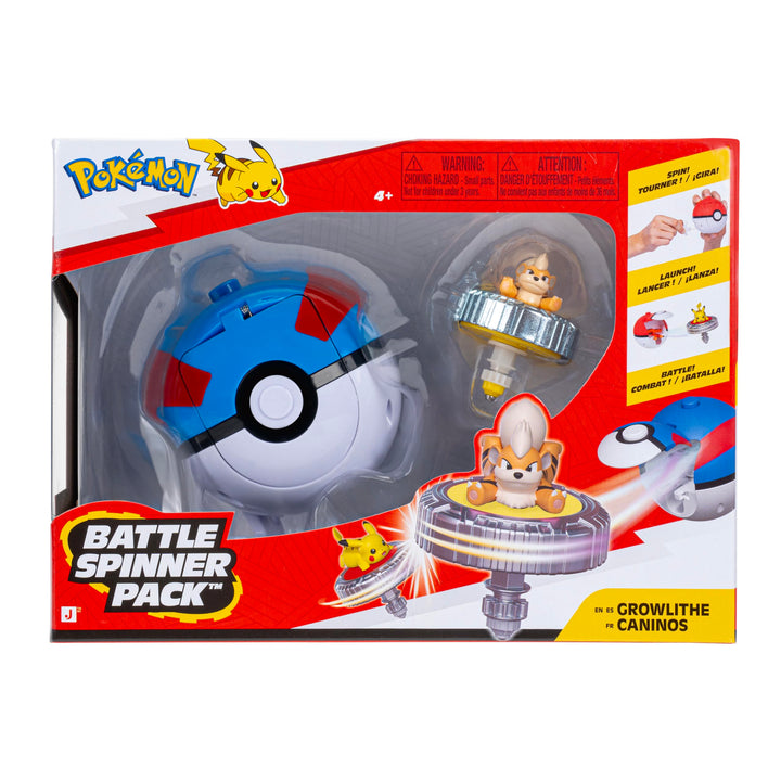Pokémon Growlithe Battle Spinner Pack - Battle Spinner with Great Ball Spinner Launcher, ages 4+