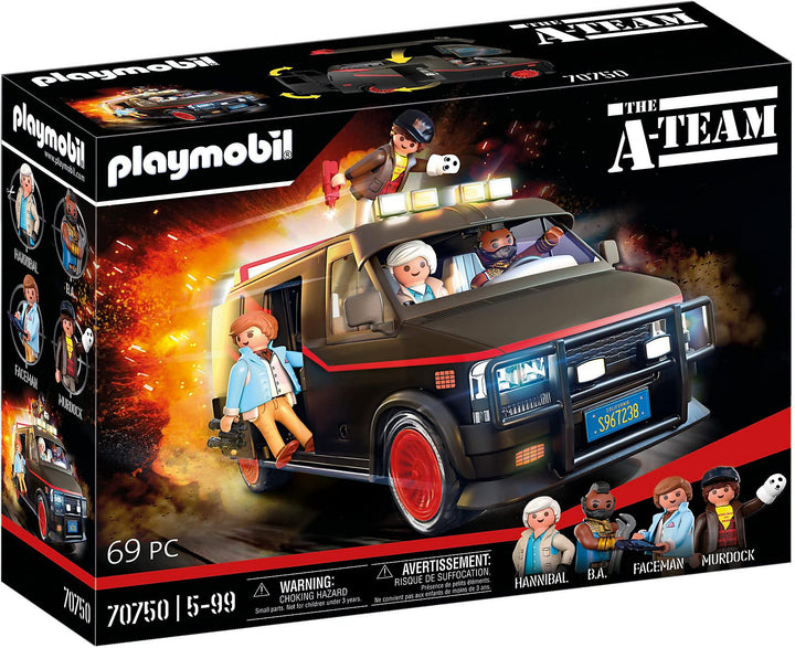 Playmobil A-Team Van playset - iconic black and red van with Playmobil figures