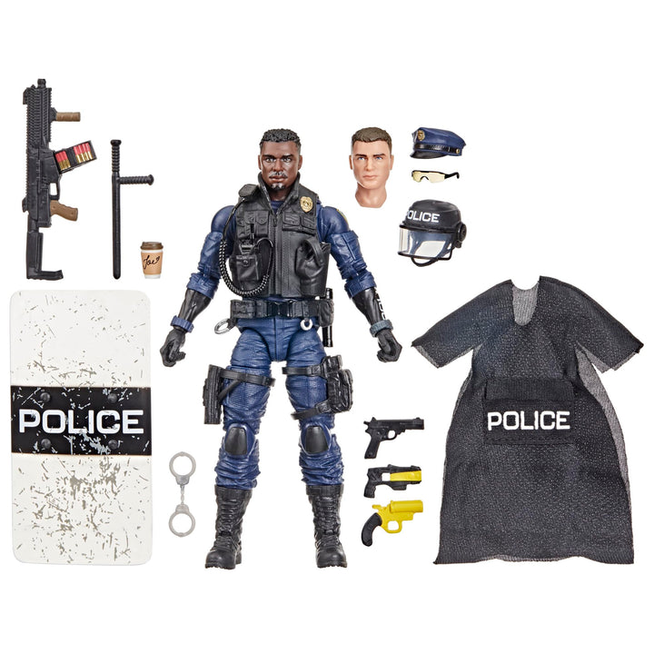 G.I. Joe Classified Series Action Joe Police ESU 6-inch action figure with 14 accessories including riot shield and poncho