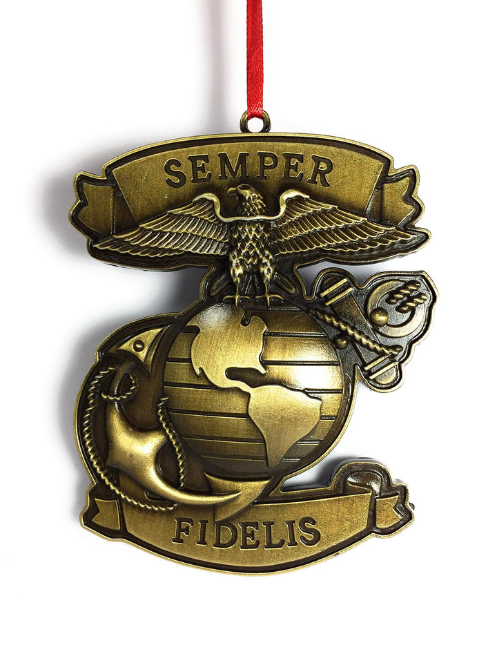 Kurt Adler U.S. Marine Corps Semper Fidelis Metal Ornament - military keepsake Christmas ornament